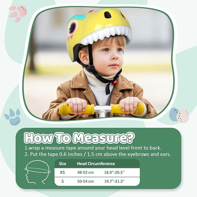 Dinosaur Bike Helmet for 1-3-5-8 Toddler Baby Kids, Lightweight Bicycle Helmet for Cycling Skateboard Roller Skate & Multi-Sports,2 Sizes for Boys and Girls-StrideForce Fitness