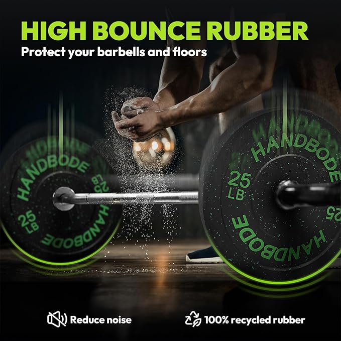 2-Inch Bumper Plates High Bounce, Olympic Weight Plate Set 45/100/160/190/260/300lb, Barbell Weight Plates Set for Home Gym, Colored Weights Rubber Strength Training Plate for Weight Lifting-StrideForce Fitness