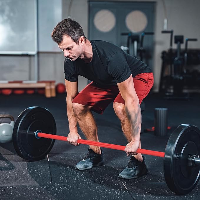 TECHNOAGE 7FT Olympic Barbell Olympic Bar Solid Chrome Barbell 700LBS Load Capacity(2-Inch Plate) for Weightlifting, Squats, Dead-Lifts, Presses, and Lunges-StrideForce Fitness