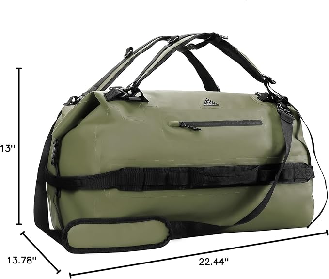 Haimont Large Waterproof Duffel Backpack Roll-Top Heavy Duty Dry Duffle Bag for Boating, Travel, Motorcycle, Kayaking, Camping, 60L-StrideForce Fitness