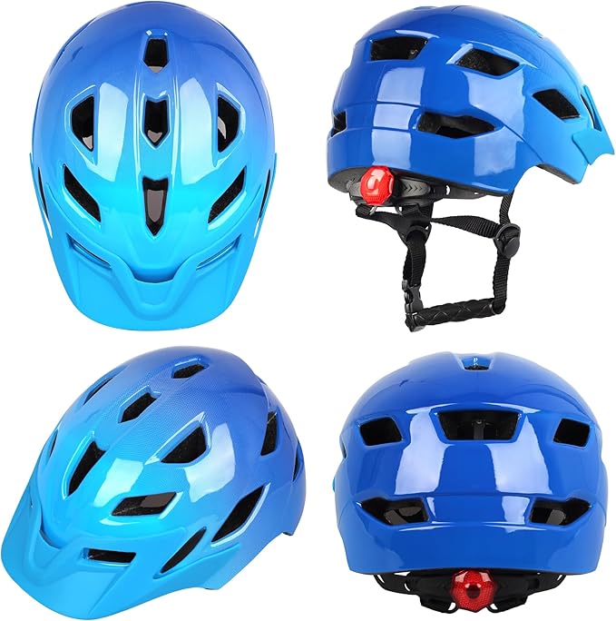 Kids Bike Helmet,Bavilk Kids Boys Girls Bike Helmets with LED Light Detachable Visor Children Youth Teen Multi-Sport for Skating Cycling Scooter Skateboard Adjustable & Lightweight 19.7"-22.4"-StrideForce Fitness