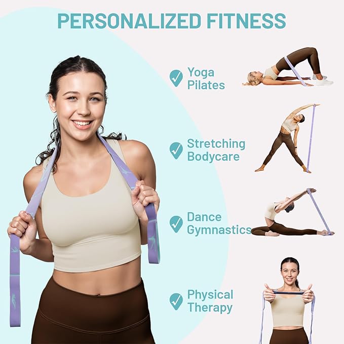 Slim Panda Stretch Strap, Dance Stretch Bands Flexibility, Elastic Yoga Stretching Strap with 9 Loops for Physical Therapy, Pilates, Yoga, Ballet, Gymnastics Stretching Bands for Exercise-StrideForce Fitness