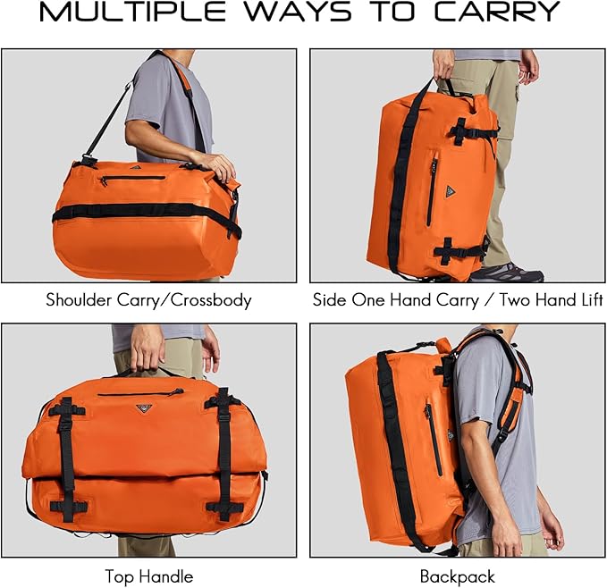 Haimont Large Waterproof Duffel Backpack Roll-Top Heavy Duty Dry Duffle Bag for Boating, Travel, Motorcycle, Kayaking, Camping, 60L-StrideForce Fitness