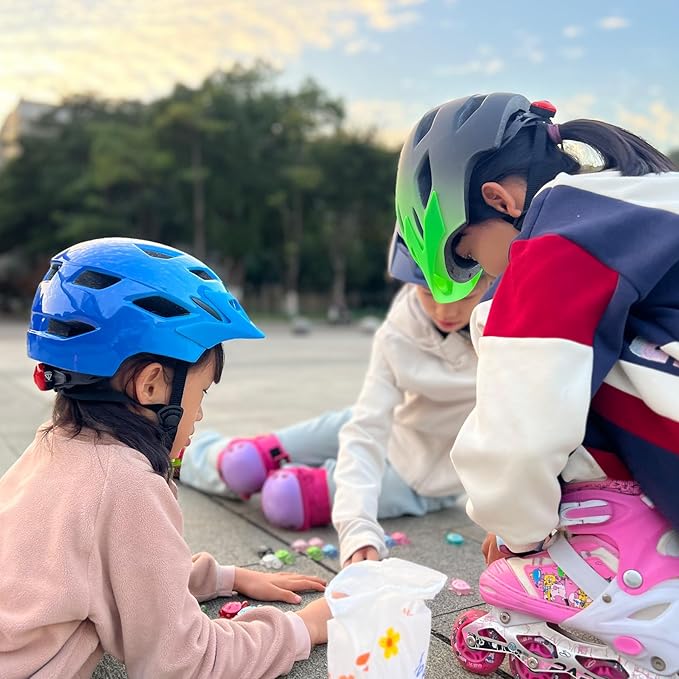 Kids Bike Helmet,Bavilk Kids Boys Girls Bike Helmets with LED Light Detachable Visor Children Youth Teen Multi-Sport for Skating Cycling Scooter Skateboard Adjustable & Lightweight 19.7"-22.4"-StrideForce Fitness