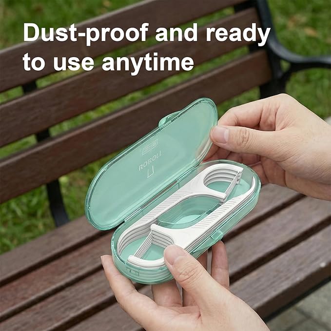 12 Pieces Holy Rose Travel Dental Floss Case-Micro Floss ToothPicks-Portable Flosser Picks Cases Contains Floss Stick 120 Count Sealed Storage for Teeth Cleaning (Green+Pink)