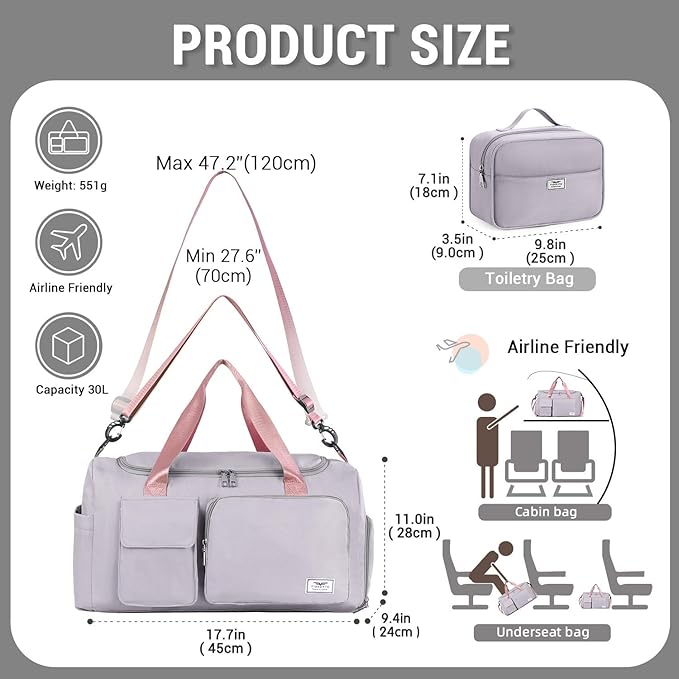 FIORETTO Women's Gym Duffle Bag with Shoes Compartment, 37L Capacity, Ideal for Travel, Gym, Sports, Duffel, Weekender-StrideForce Fitness