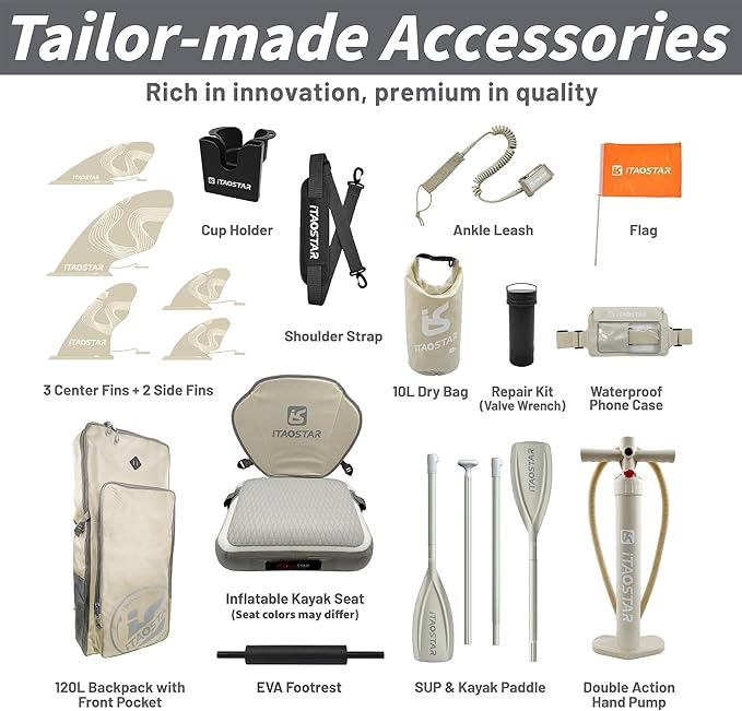 Journey 11'6" / 11'×34" / 11'×35" Extra Wide Paddle Board, One-Stop Premium SUP Board Accessories, Tailored Fins, Stable Inflatable Stand Up Paddle Boards for Youth/Adults of All Skill Levels-StrideForce Fitness