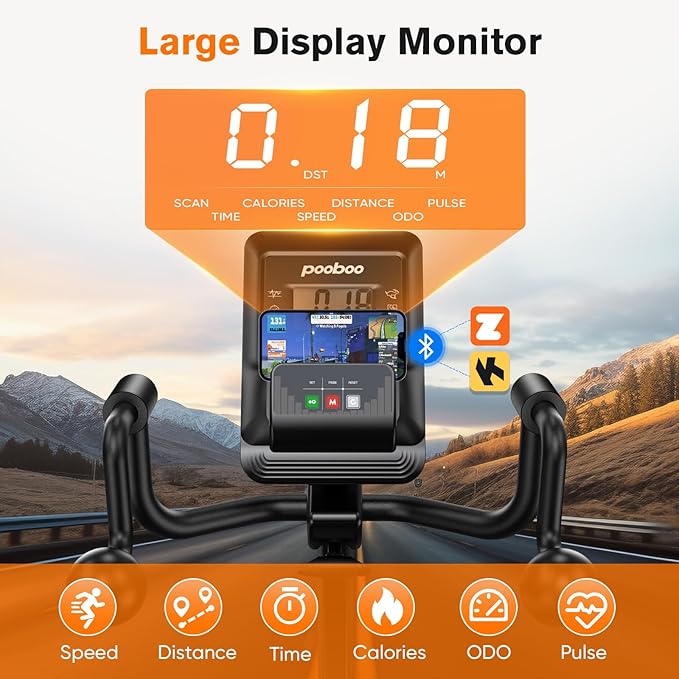 pooboo Recumbent Exercise Bike, Stationary Bikes for Home with Arm Exerciser, Magnetic Recumbent Bike with Ergonomic Backrest & Comfortable Seat, Smart APP, Pulse Sensor, 400LBS Weight Capacity-StrideForce Fitness