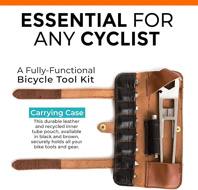 FULL WINDSOR -The Nutter Bicycle Multi Tool–Portable Cycling Repair Kit for MTB, Road & Dirt Bikes – Includes Spanner, Magnetic Bit, Tire Levers & Bottle Opener–Compact Brown Case for On-the-Go Fixes-StrideForce Fitness