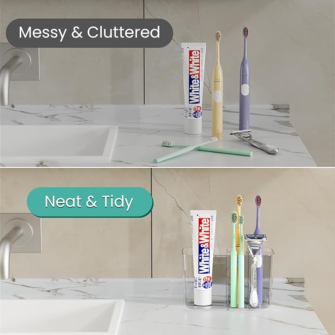 Wall Mounted Electric Toothbrush Holder, 5 Slots Clear Tooth Brush and Paste Holder for Bathroom, Cute Kids Toothbrush Holders and Toothpaste Accessories(Clear)