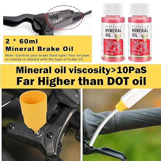 Brake Bleed Kit for Shimano, TEKTRO, TRP, SRAM/MAGURA/Formula/Hope, Hydraulic MTB Brake Bleed Kit for Shimano with M4-M7 Adapter, High Performance Mineral Oil Brake Fluid (2 * 60ml)-StrideForce Fitness