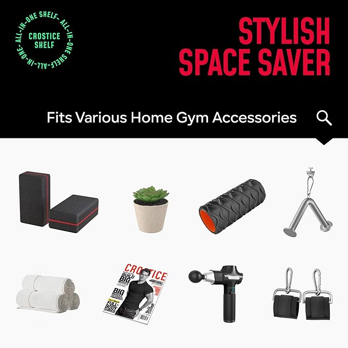 2-Tier Floating Shelf Compatible with Tonal Accessories, Home Gym Storage Shelf, Gym Rack Wall Mount Organizer, Workout Metal Holder, T-Bracket Lock Adapters Hanger, US Patent Holding-StrideForce Fitness