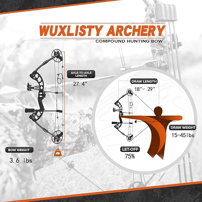 Youth Compound Bow Set 15-45 Lbs for Teens and Beginner, Package with Archery Hunting Equipment, Max Speed 260fps, Adjustable, Right Hand-StrideForce Fitness