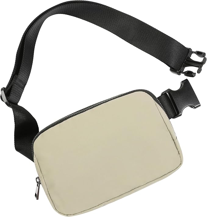 ODODOS Unisex Mini Belt Bag with Adjustable Strap Small Fanny Pack for Workout Running Traveling Hiking, Khaki-StrideForce Fitness