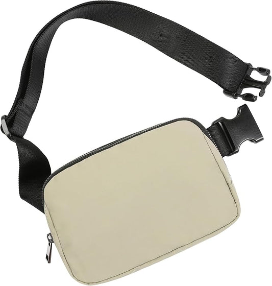 ODODOS Unisex Mini Belt Bag with Adjustable Strap Small Fanny Pack for Workout Running Traveling Hiking, Khaki-StrideForce Fitness