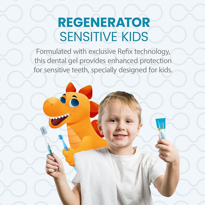 Pack of 3 Gel Toothpastes for Children with MIH - Molar Incisor Hypomineralization - Tutti-Frutti Natural, Enamel Regeneration and Sensitivity Relief, 3.7 oz 104g