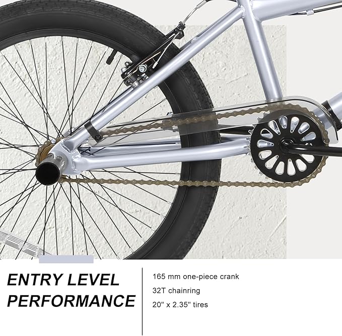 WEIZE Freestyle BMX Bike, 20 inch Trick Bicycle for Kids and Adults Men Women, Hi-Ten Steel Frame, 360 Degree Rotor Freestyle, 4 Pegs Single Speed Teen Bike, Beginner-Level to Advanced Riders-StrideForce Fitness