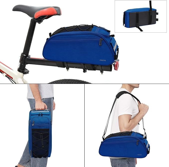 MOSISO Bike Rack Bag, Waterproof Bicycle Trunk Pannier Rear Seat Pouch Cycling Bike Carrier Backseat Storage Luggage Saddle Shoulder Bag-StrideForce Fitness