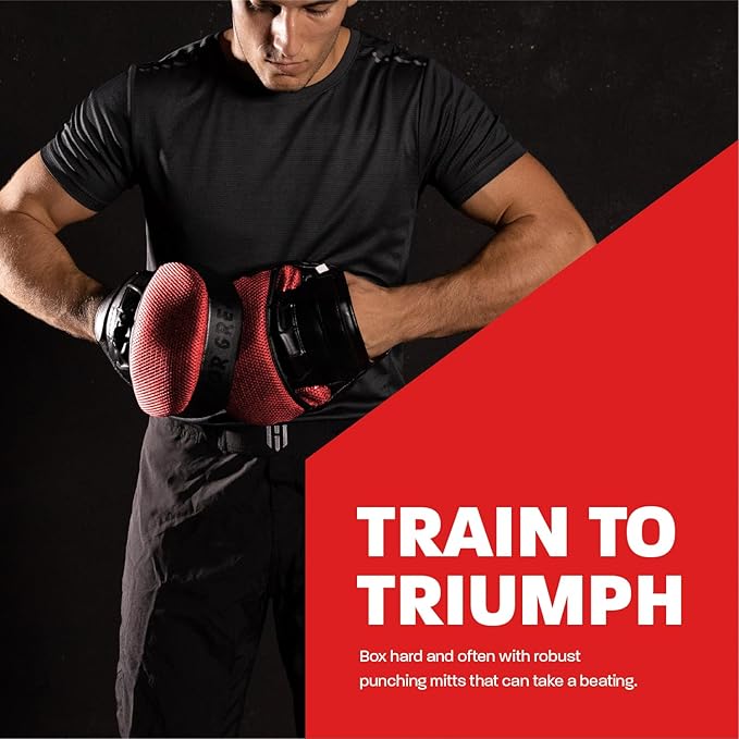 Hawk Sports Punching Mitts for Men, Women, & Kids, Leather Focus Mitts for Martial Arts & Boxing Training, Curved Punch Mitts for Karate, Kickboxing, Krav MAGA, Muay Thai & Taekwondo-StrideForce Fitness