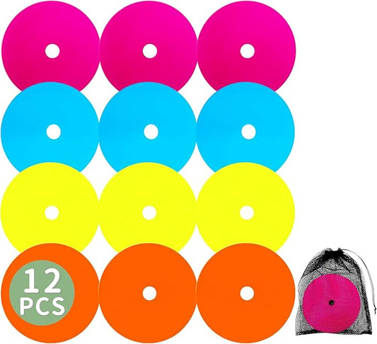 LEZER 6 Inch 8 Inch Flat Cones, Spot Markers, Soccer Cones, Field Court Markers, Sit Spots, Flat Discs, Soccer Training Equipment, Agility Practice, Football, Made in Taiwan-StrideForce Fitness