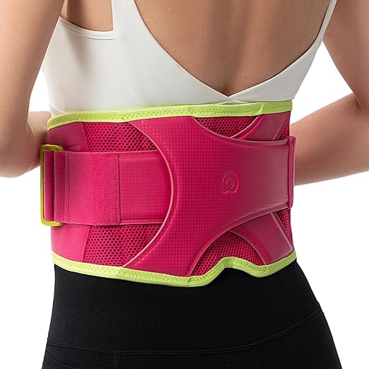 Back Brace for Lower Back Pain Relief, 8X Powerful Support System,Lumbar Support Belt for Men & Women Ergonomic 3D Design with Adjustable Strap for Fitness Running Home Pilates Hot Pink L-StrideForce Fitness