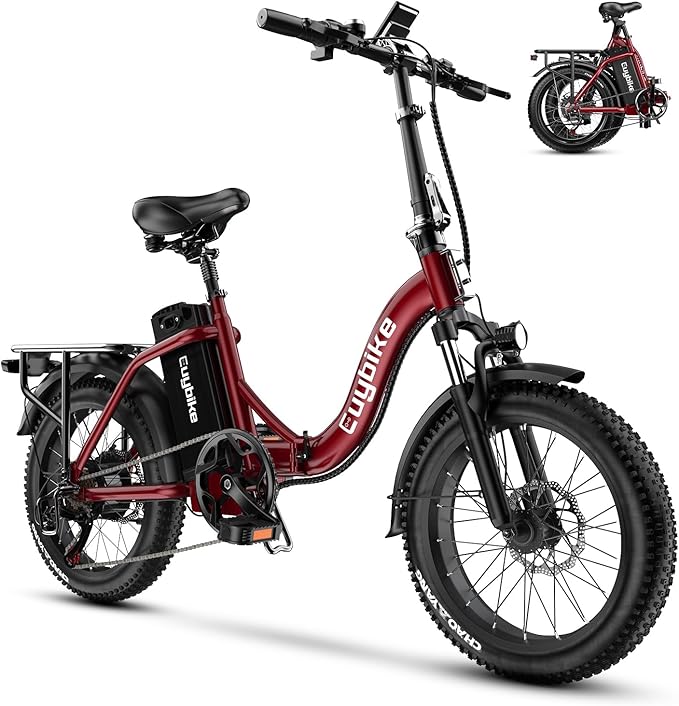 Foldable Electric Bike for Adults, Peak 1000W Brushless Motor 30MPH 70Miles City Commuter Ebike, 48V 20AH Lithium Battery, 20" Fat Tire 7-Speed E-Bicycle with Front Suspension Colourful LCD Display-StrideForce Fitness