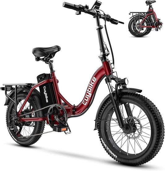 Foldable Electric Bike for Adults, Peak 1000W Brushless Motor 30MPH 70Miles City Commuter Ebike, 48V 20AH Lithium Battery, 20" Fat Tire 7-Speed E-Bicycle with Front Suspension Colourful LCD Display-StrideForce Fitness