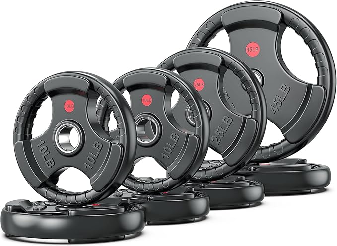 XDDIAS Rubber Weight Plates for Barbell, 2-Inch Olympic Grip Plate for Strength Training, Weightlifting and Bodybuilding in Home & Gym, Solid Cast Iron Weight Plates Pair and Sets-StrideForce Fitness