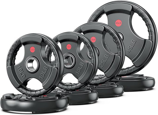 XDDIAS Rubber Weight Plates for Barbell, 2-Inch Olympic Grip Plate for Strength Training, Weightlifting and Bodybuilding in Home & Gym, Solid Cast Iron Weight Plates Pair and Sets-StrideForce Fitness