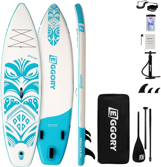 Inflatable Paddle Board,Stand Up Paddle Board Set, Extra Wide SUP Board with Removable Fin, Floating Paddle, Hand Pump, Waterproof Phone Pouch,Traveling Board-StrideForce Fitness