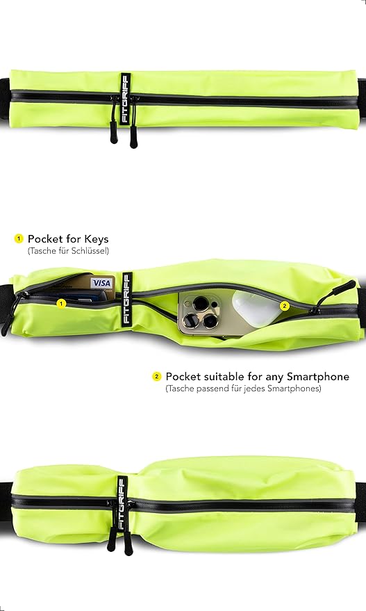 Fitgriff® Running Belt for Men & Women - Secure Jogging Pouch for Phone, Keys & Essentials - For All Cell Phones-StrideForce Fitness