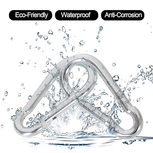 60 Pack M8 x 3-1/8inch Spring Snap Hooks Heavy Duty Carabiner Clips Galvanized Steel Quick Link Clip for Camping Hiking Traveling Outdoor Swing Gym, 500Lbs Capacity1-StrideForce Fitness