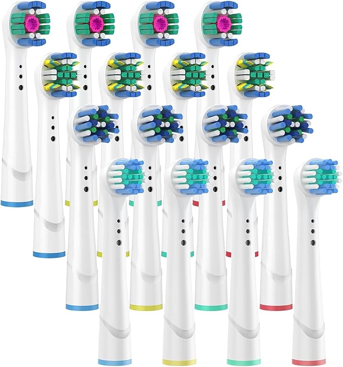 Replacement Brush Heads for Oral B Compatible Electric Toothbrush Heads, Including 4 Precision, 4 Floss, 4 Cross and 4 Whitening - 16 Variety Pack