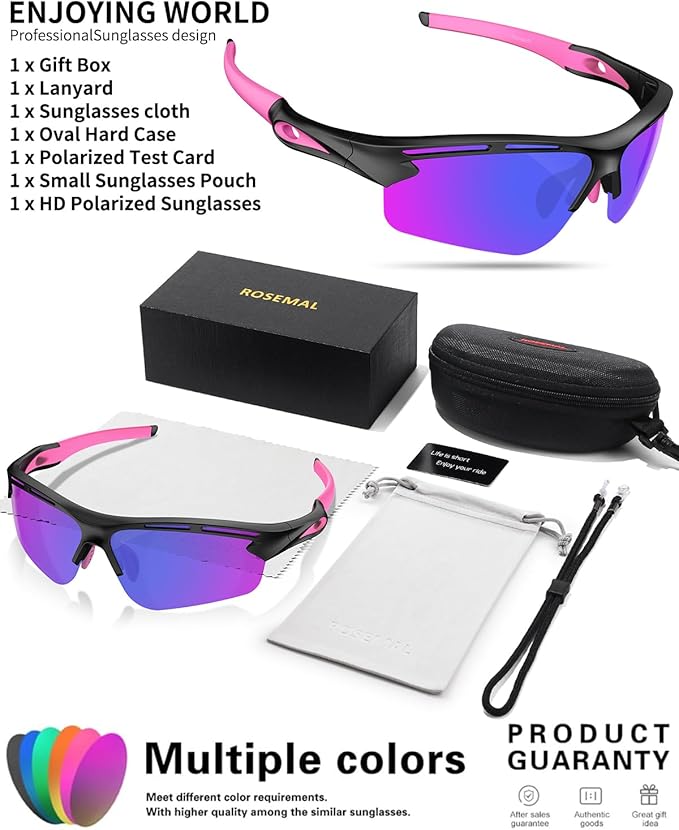 Polarized Sports Sunglasses for Men Women,UV400 Protection Sunglass for Running Cycling Fishing Hiking TR90-StrideForce Fitness