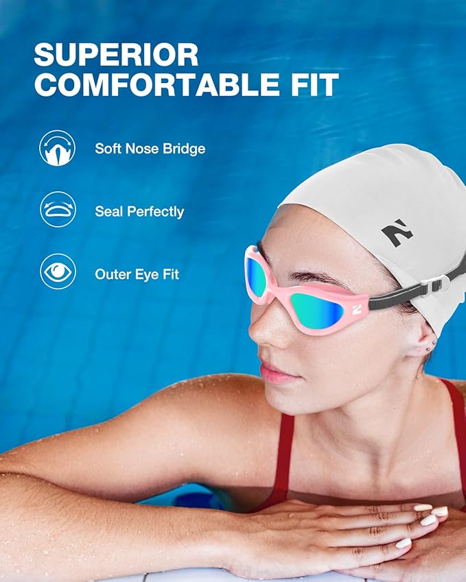 ZIONOR G1 Lite Swim Goggles with Swim Cap Comfortable Anti-fog Swimming Goggles Cap Set for Adult Men Women-StrideForce Fitness