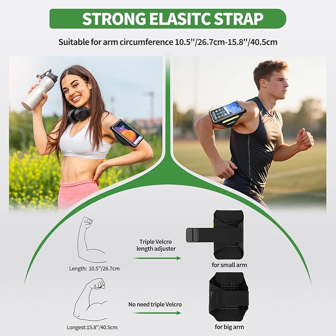 Running Armband with Earphone Bag for iPhone 16/15/14 Max/Pro/Plus & Galaxy S20/S10, Touchscreen Compatible, Phone Holder for Running with Card Slot & Key Pockets, Fit Up to 6.9 Phone-StrideForce Fitness