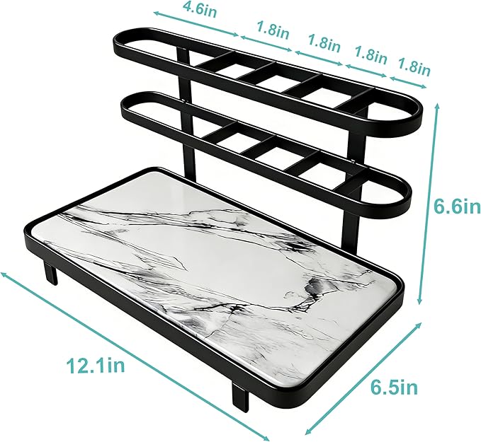Electric Toothbrush Holders for Bathrooms, Bathroom Counter Organizer with Quick Dry Diatomaceous Earth Mat, 5 Slots Toothbrush and Toothpaste Holder Black, for Bathroom Sink Organizer Countertop