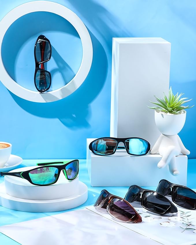 Frienda 6 Pack Polarized Sport Sunglasses for Men Multipack Fit over Glasses Pack Lot Set Men's Sport Fishing Eyeglasses-StrideForce Fitness