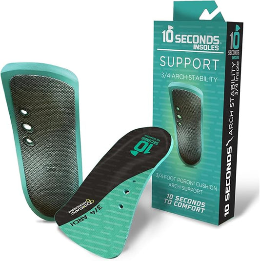 10 Seconds - 3720 Stability Insole: Firm Arch Support - High Arch Height - Firm Cushioning, High Shock Absorption, Trim to Fit, Shock Absorbing Memory Foam with Stability Plate.-StrideForce Fitness