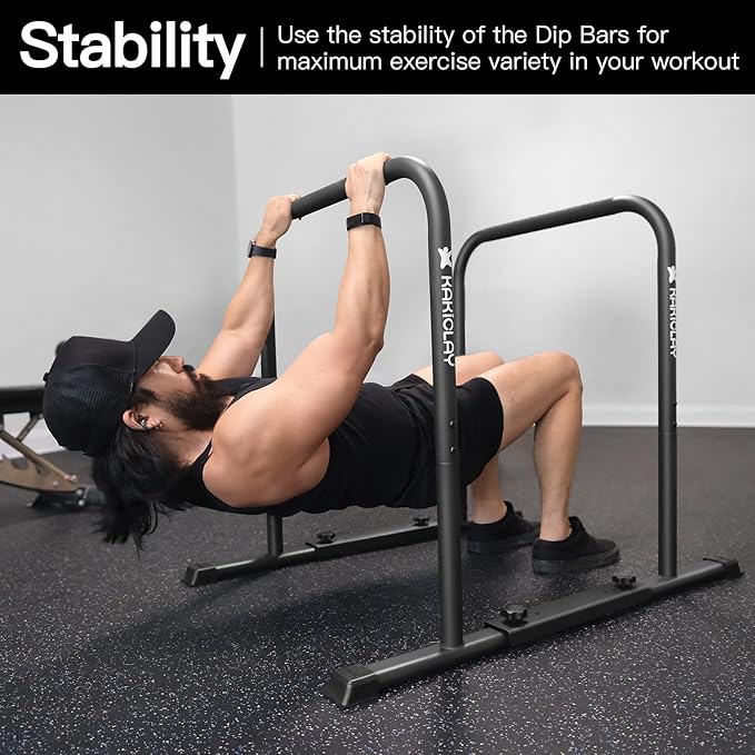 2025 Upgrade World's Best Strongest Premium Dip Bars With Adjustable Ultra-Stable Settings & Non-Slip Feet - USA Original Patent, Designed, Shipped, Warranty-StrideForce Fitness