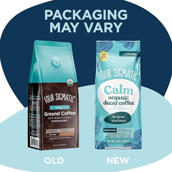 Four Sigmatic Calm Organic Decaf Ground Coffee | Swiss Water Decaf Coffee with Chaga & Reishi Mushroom Extracts | 12oz Bag-StrideForce Fitness