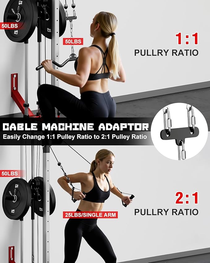 Wall Mount Cable Station, WM1 Cable Crossover Machine with 17 Positions, High and Low Cable Crossover Machine with Removable Footplate for Garage Home Gym-StrideForce Fitness