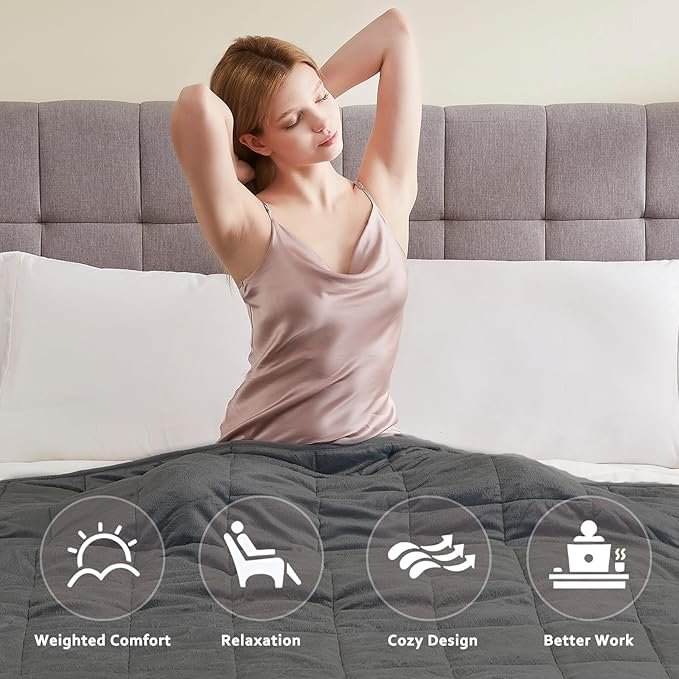 L'AGRATY Weighted Blanket - 48"x72" 15lbs Soft Breathable Heavy Blanket Minky Material with Glass Beads for Adult All-Season Summer Fall Winter Soft Thick Comfort-StrideForce Fitness