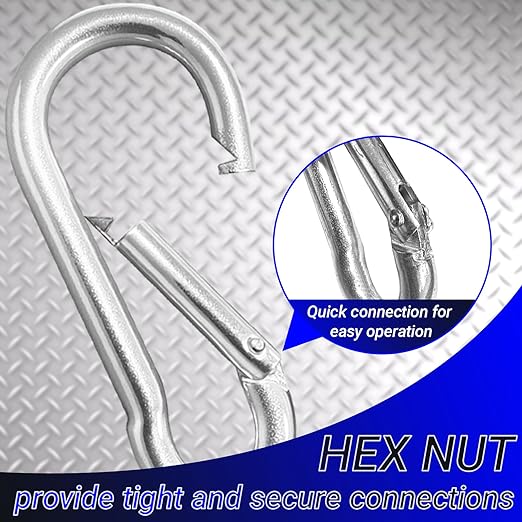 150 Pcs 2.36" M6 Spring Snap Hook Carabiners - Heavy Duty Galvanized Steel Keychain Clips for Hammock, Swing, Camping, Hiking & Outdoor Gear (Sliver)-StrideForce Fitness