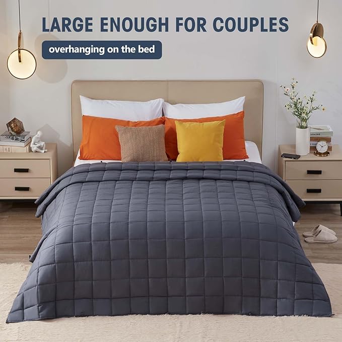 yescool Weighted Blanket for Adults (25 lbs, 88” x 104”, Grey) Cooling Heavy Blanket for Sleeping Perfect for 240-260 lbs, King Size Breathable Blanket with Premium Glass Bead-StrideForce Fitness