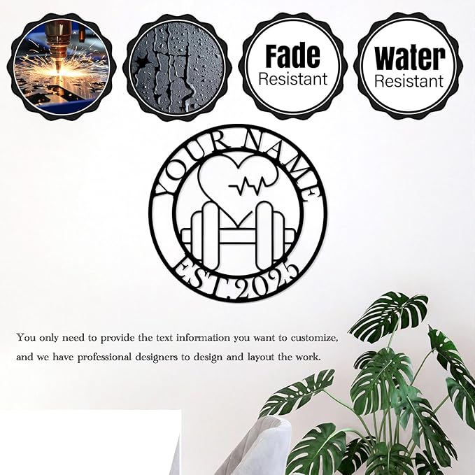 Customized Metal Gym Name Sign, Personalized Sports Room Wall Art,Metal Gym Sign,Unique Fitness Wall Sign, Gym Lovers Unique Gift, Gym Wall Art,Training Center Sign (Style-11)-StrideForce Fitness