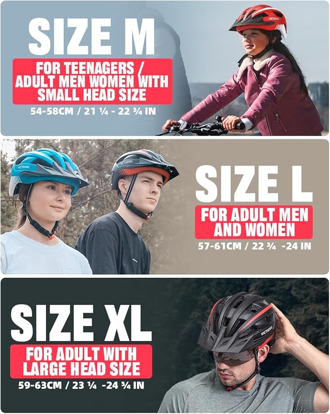 VICTGOAL Bike Helmet for Men Women with Led Light Detachable Magnetic Goggles Removable Sun Visor Mountain & Road Bicycle Helmets Adjustable Size Adult Cycling Helmets-StrideForce Fitness