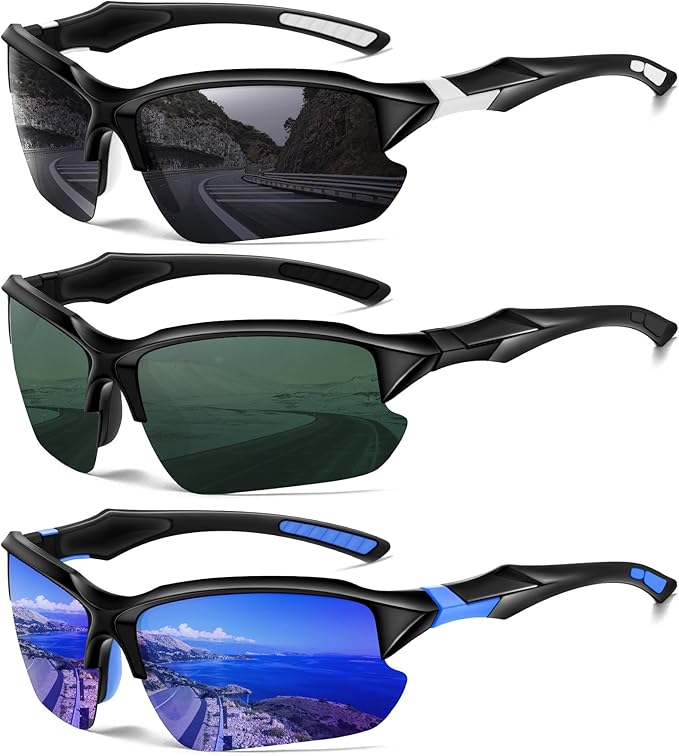 Sports Polarized Sunglasses for Men Cycling Running Fishing UV Protection Sun Glasses Lightweight Half Frame Goggles-StrideForce Fitness