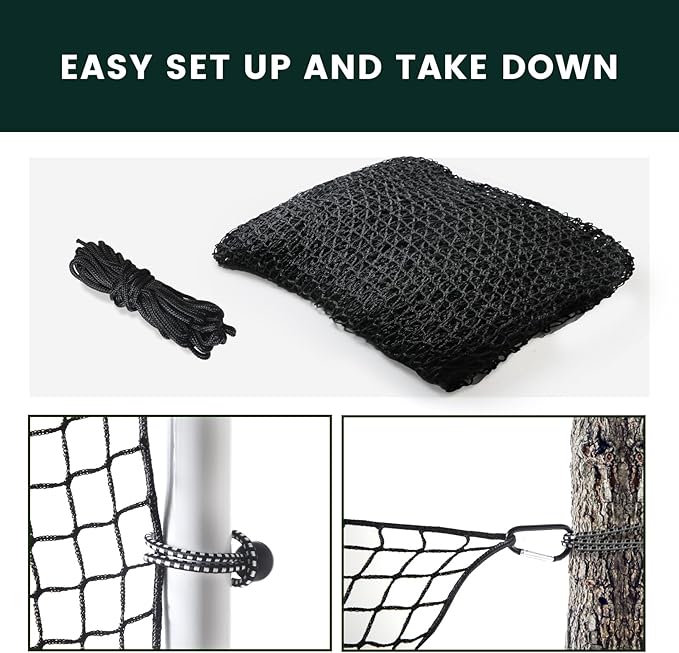 Sports Netting,Hitting Net with 33Feet Nylon Rope for Golf, Baseball, Hockey, Soccer, LAX and More-StrideForce Fitness
