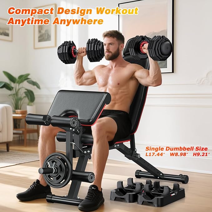 XDDIAS Adjustable Dumbbell Set of 2, 25/55/80LB Dumbbell Set-1Sec Adjustable Weights-5/10 in 1 Free Weights Dumbbells Set with Effortless Tray/No-Slip Handle-Compact Size for Women/Men at Home Gym-StrideForce Fitness